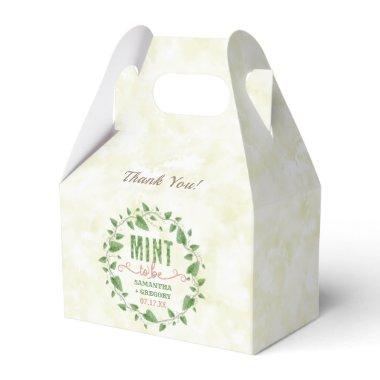 Wedding Shower Mint to Be Watercolor Leaf Wreath Favor Boxes