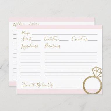 Wedding Shower Pink and Gold Recipe Invitations