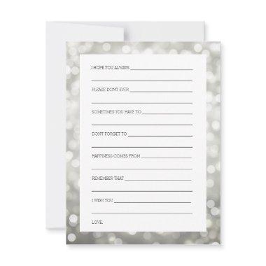 Wedding Shower Wishes Silver Glitter Lights Advice Card