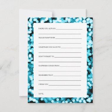Wedding Shower Wishes Turquoise Sparkly Lights Advice Card