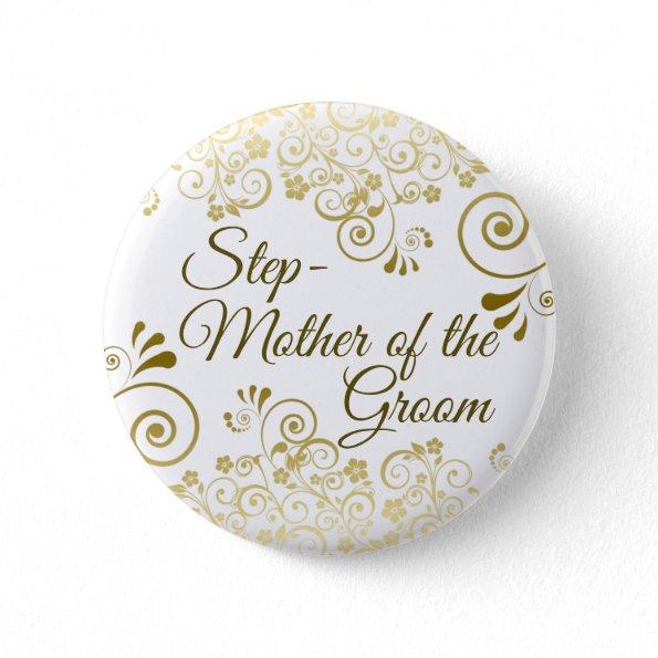 Wedding Stepmother of the Groom Gold Filigree Button