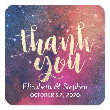 Wedding Thank You Galaxy Star Nebula Constellation Square Sticker