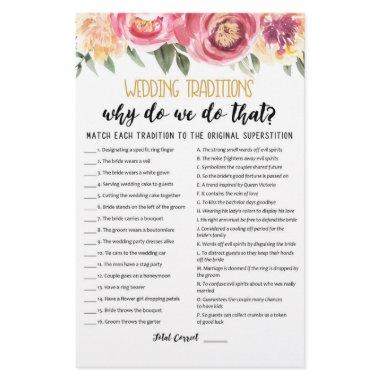 Wedding traditions game with Answers