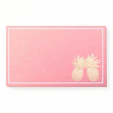 Wedding Vintage Golden Pineapple Couple Pink Roses Post-it Notes