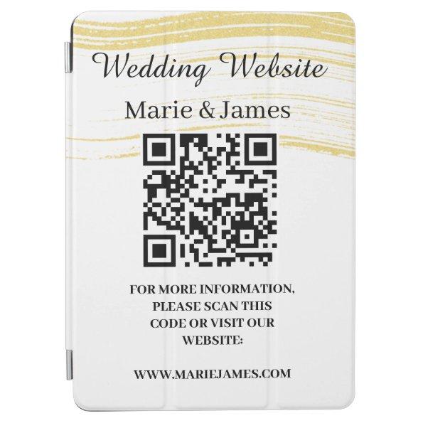 Wedding Website Add Name Date QR Code Minimalist  iPad Air Cover