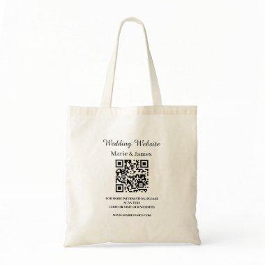 Wedding Website Add Name QR Code Minimalist Photo Tote Bag