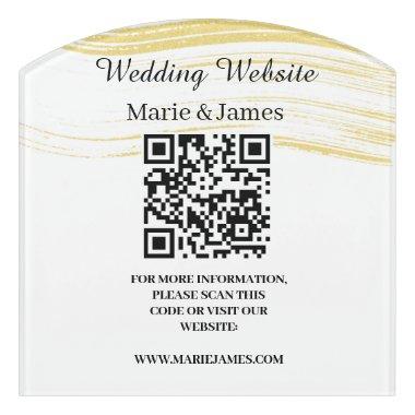 Wedding Website Add Name Site QR Code Minimalist  Door Sign