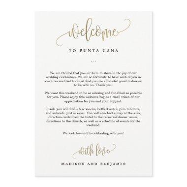 Wedding Welcome And Itinerary  Faux Gold