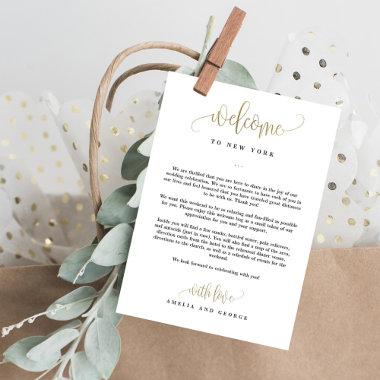 Wedding Welcome And Itinerary  Faux Gold