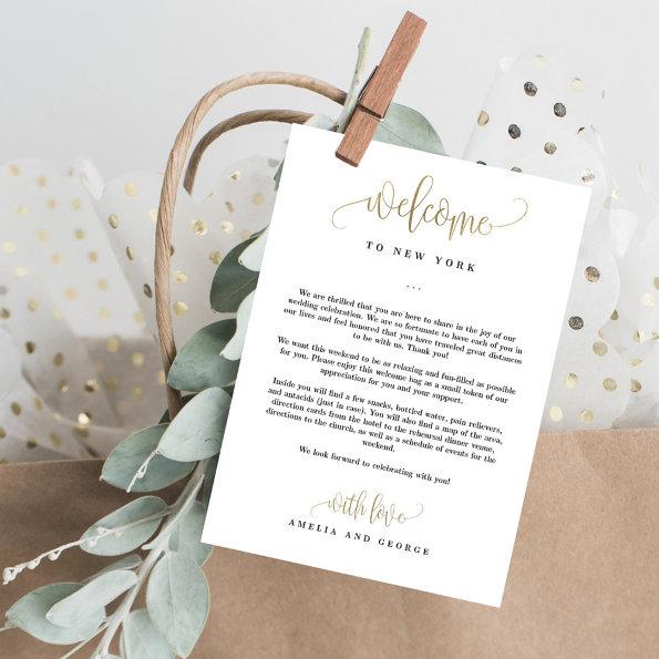 Wedding Welcome And Itinerary Invitations Faux Gold