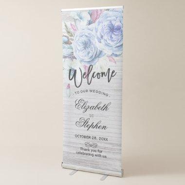 Wedding Welcome Boho Flowers Feathers Rustic Wood Retractable Banner