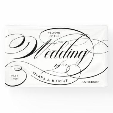 Wedding Welcome Elegant Script with Curved Text Banner