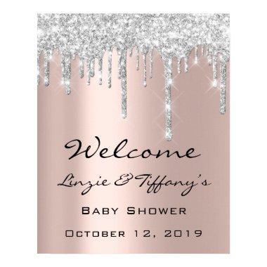 Wedding Welcome Poster Silver Drips Baby Shower