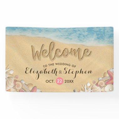 Wedding Welcome Summer Beach Starfish Sea shells Banner