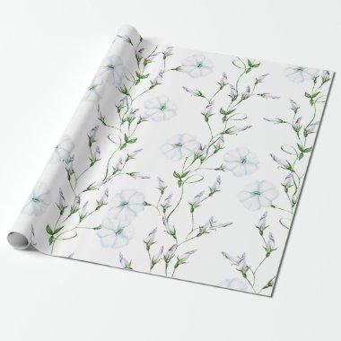 Wedding White Morning Glory Flowers Wrapping Paper