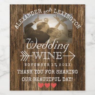 Wedding Wine | Personalized Rustic Country Photo Wine Label
