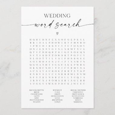 Wedding Word Search Bridal Shower Game Program
