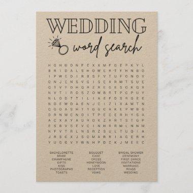 Wedding Word Search Bridal Shower Game Program