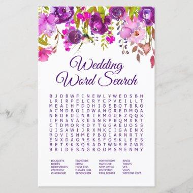 Wedding Word Search Purple Floral Shower Game
