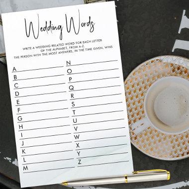Wedding Words A to Z Bridal Shower Game Green Wash