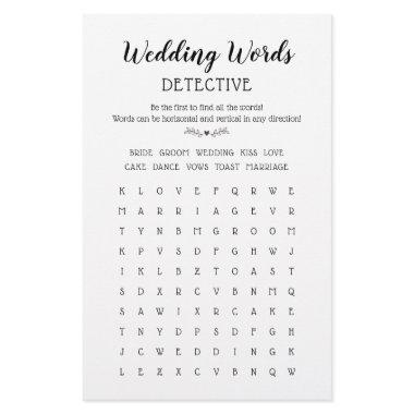 Wedding words Search Table Game Fun Calligraphy