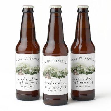 Weekend in the Woods Camping Bachelorette Beer Bottle Label