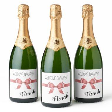 Welcome Baaaby Little Lamb Shower Celebrate Party Sparkling Wine Label