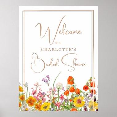 Welcome Bridal Shower Colorful Wildflower Country Poster