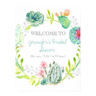 Welcome Bridal Shower Desert Cactus Watercolor Poster