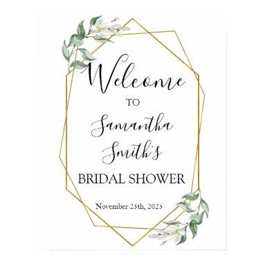 Welcome  greenery gold wedding sign