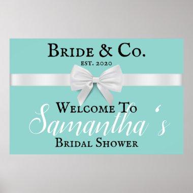 Welcome Bridal Shower Sign Classic Theme White Bow