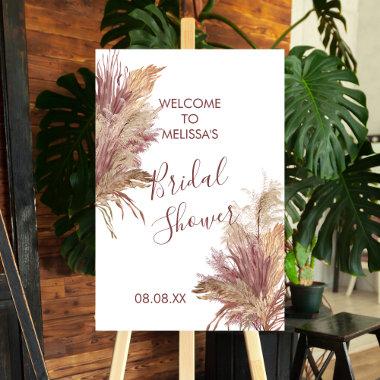 Welcome Bridal Shower Sign Pampas Grass Mauve Pink