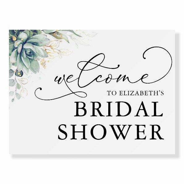 Welcome Bridal Shower Sign Succulents Greenery