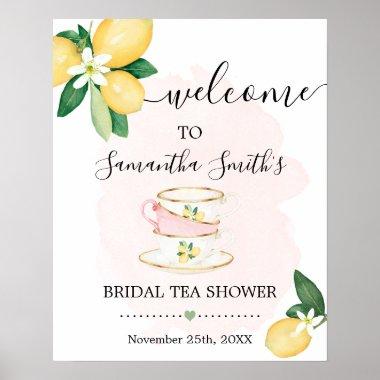 Welcome Bridal Tea Shower Lemons Pink Sign