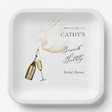 Welcome Brunch and Bubbly Bridal Shower 9" Square Paper Plates