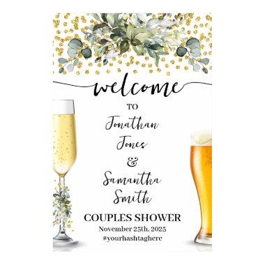 Welcome Bubbles & Brews Eucalyptus Gold Shower Poster