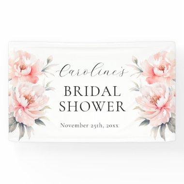 WELCOME Floral Peonies Blush Pink BRIDAL SHOWER Banner