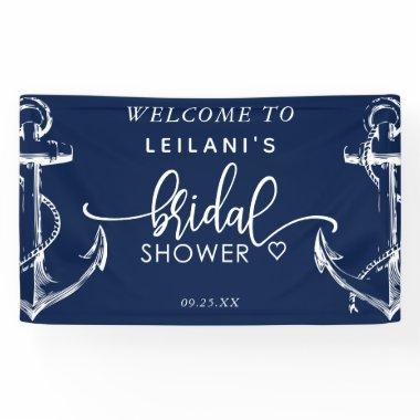 Welcome Nautical Anchor Bridal Shower Navy Banner