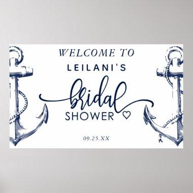 Welcome Nautical Bridal Shower Anchor White Poster