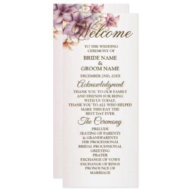 Welcome Party Watercolor Boho Pink Flowers Program
