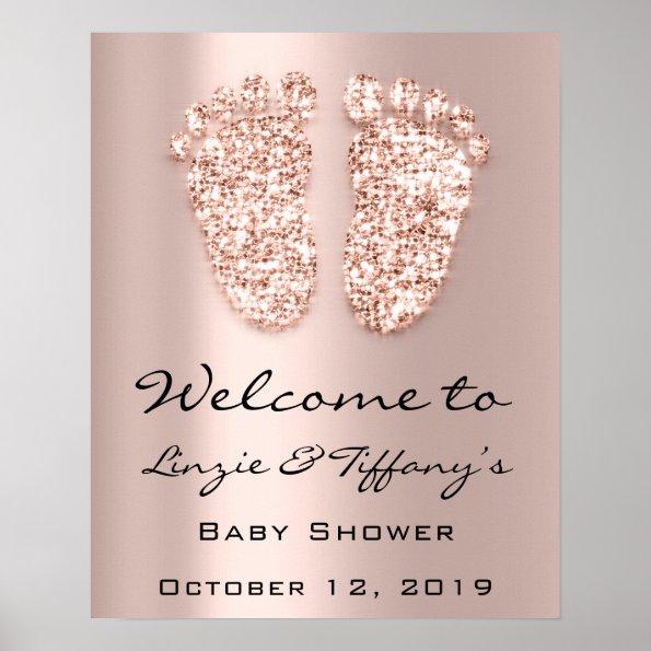 Welcome Poster Rose Feet Baby Shower Girl Boy