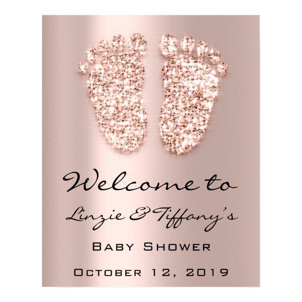 Welcome Poster Rose Feet Baby Shower Girl Boy