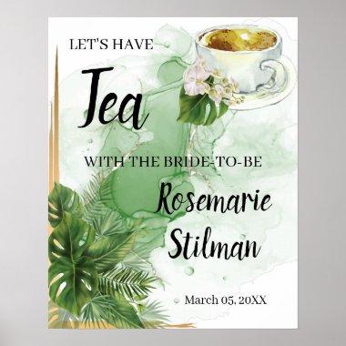Welcome Tea Bridal Shower Tropical Palm Sign