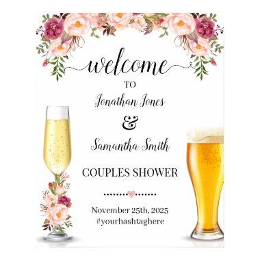 Welcome to bubbles and brews couples shower sign