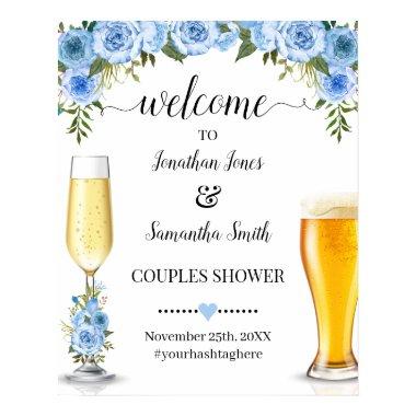 Welcome to Bubbles & Brews Couples Shower Blue Poster