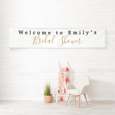Welcome to Name Bridal Shower Black Gold Script Banner