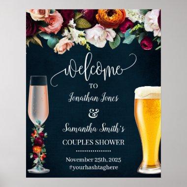 Welcome to Rose & Brews Wine Navy Wedding Sign