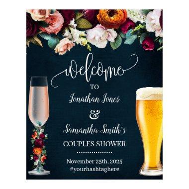 Welcome to Rose & Brews Wine Navy Wedding Sign