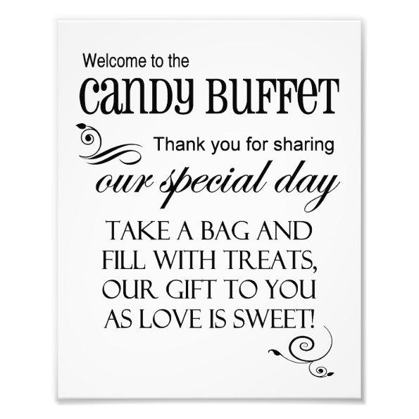 Welcome to the Candy Buffet Wedding Sign 8 x 10