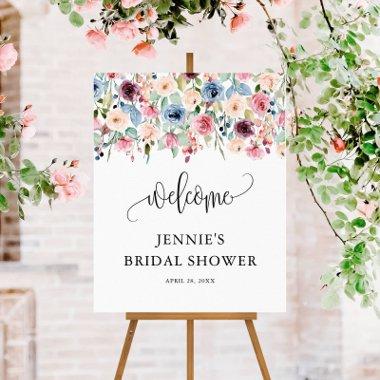 Welcome, Watercolor Flower Blooms Personalized Foam Board